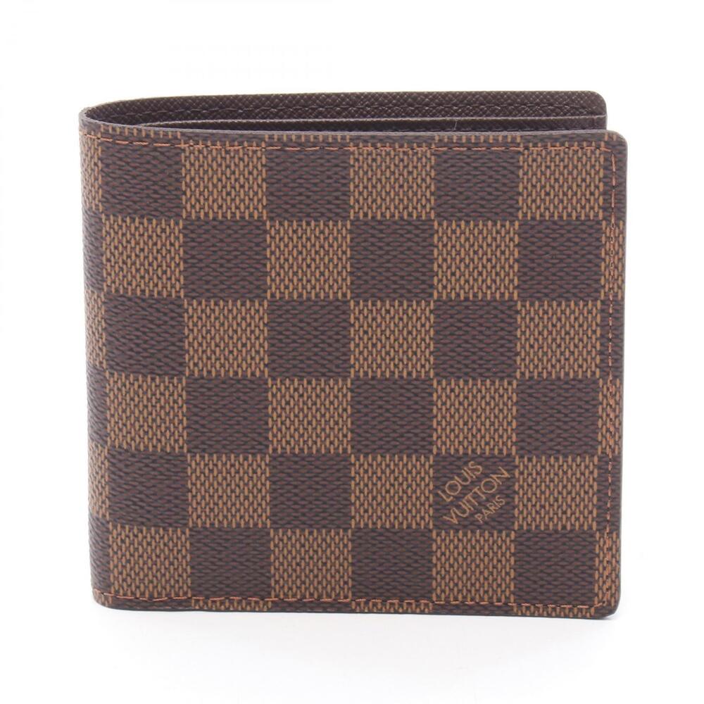 Louis Vuitton Portefeuille Marco Damier Bifold Wallet Canvas Leather Ebene Brown